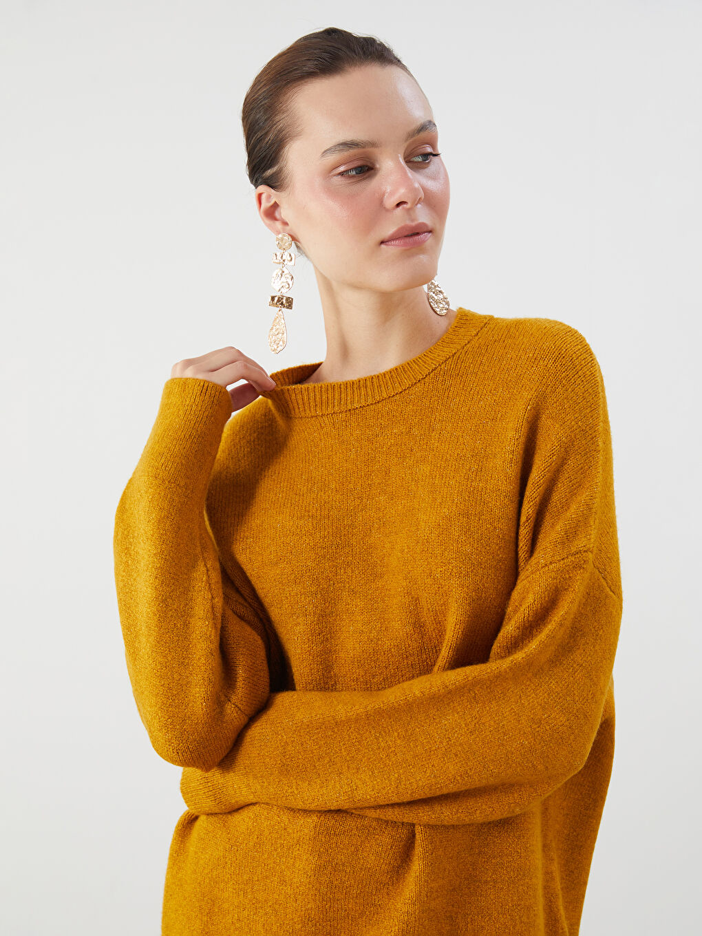 LCW Vision Crew Neck Oversize Women's Knitwear Sweater -W5FL52Z8-GPD