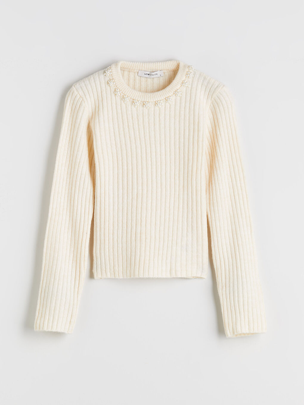 LCW Vision Crew Neck Beaded Embellished Women's Knitwear Sweater -W5FL63Z8-FDU