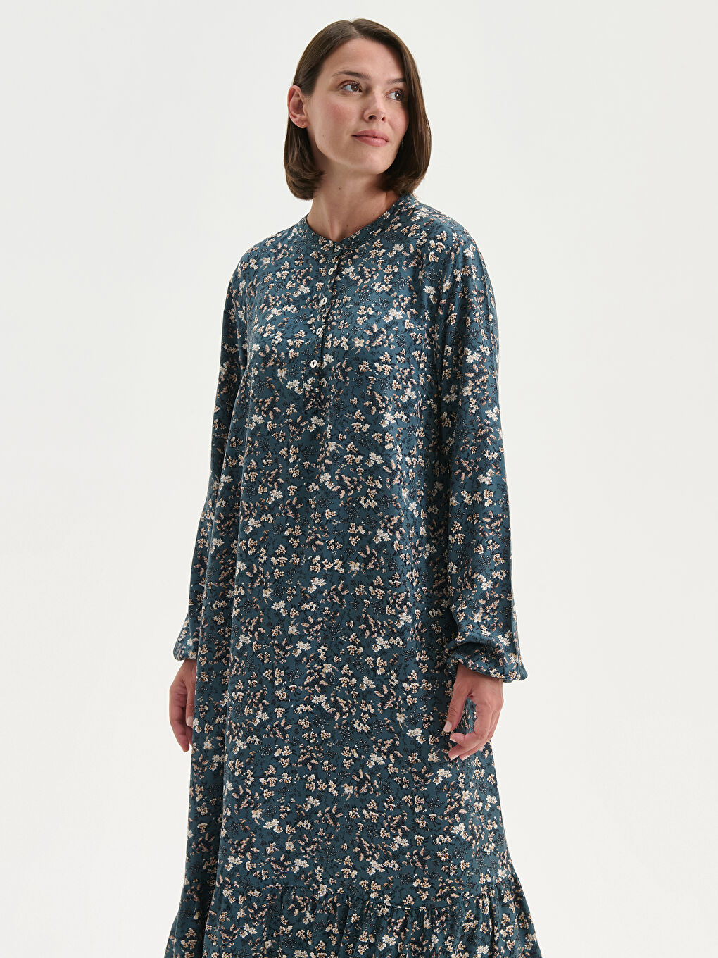 LCW Grace Crew Neck Floral A-Line Dress -W5FL70Z8-LSY