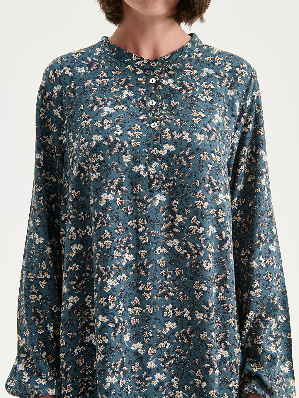 LCW Grace Crew Neck Floral A-Line Dress -W5FL70Z8-LSY