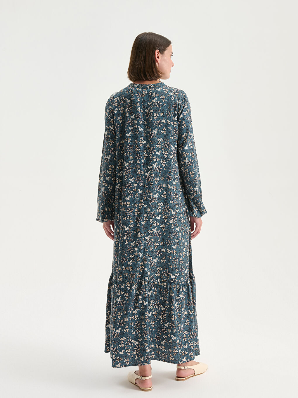 LCW Grace Crew Neck Floral A-Line Dress -W5FL70Z8-LSY