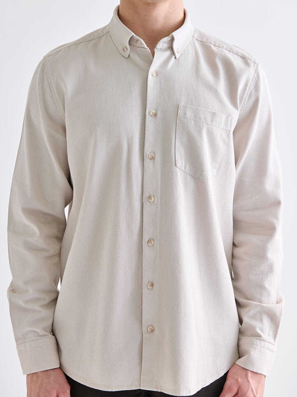 Gri Regular Fit Kısa Kollu Gabardin Erkek Gömlek-2