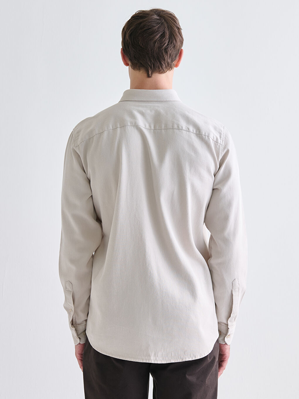 Gri Regular Fit Kısa Kollu Gabardin Erkek Gömlek-3