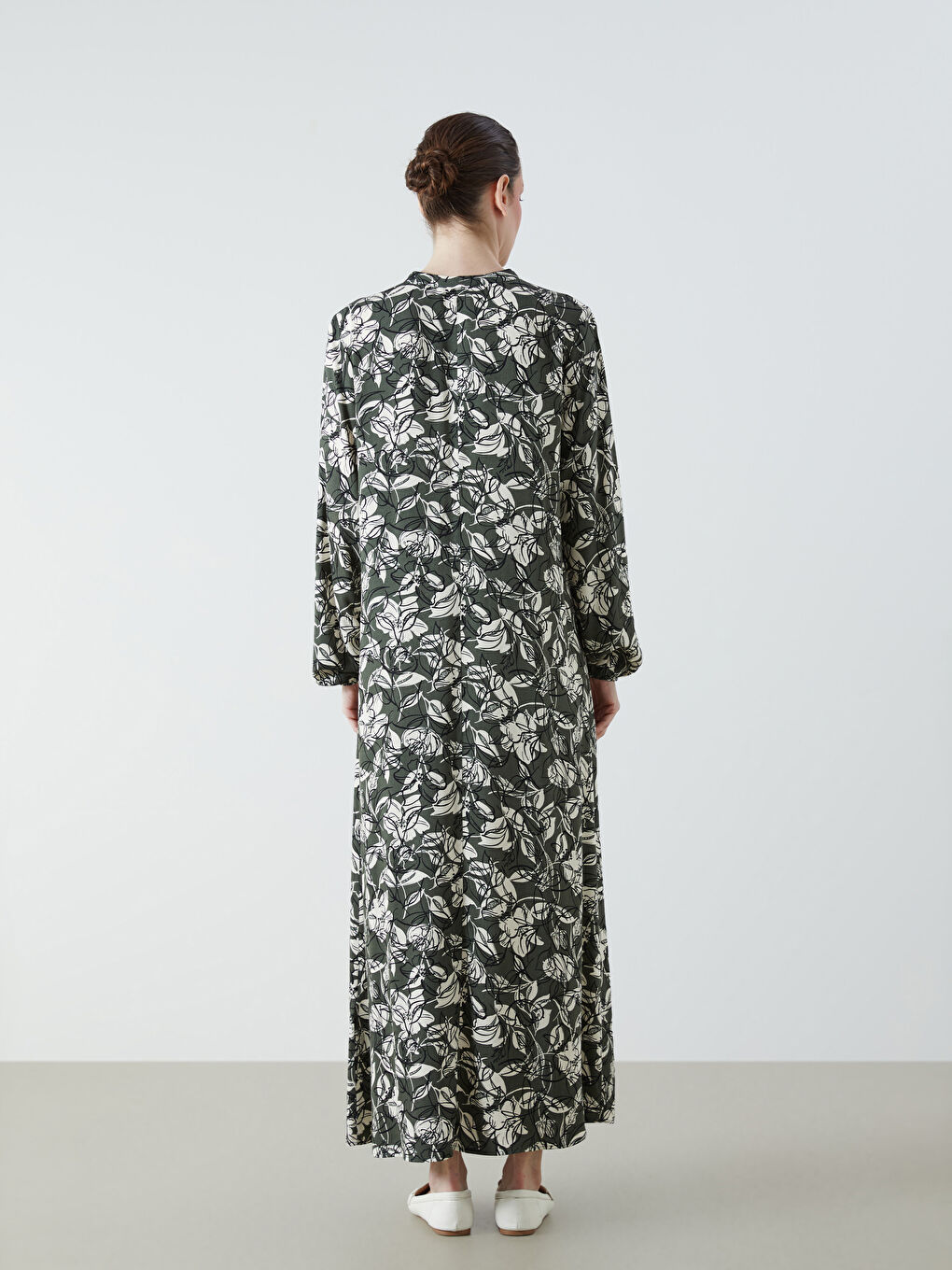 LCW Grace Crew Neck Patterned A-Line Dress -W5FL82Z8-LS6