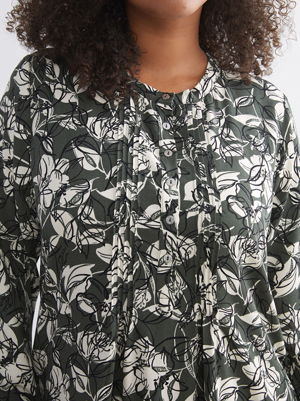 Plus Size Crew Neck Patterned A-Line Dress-8