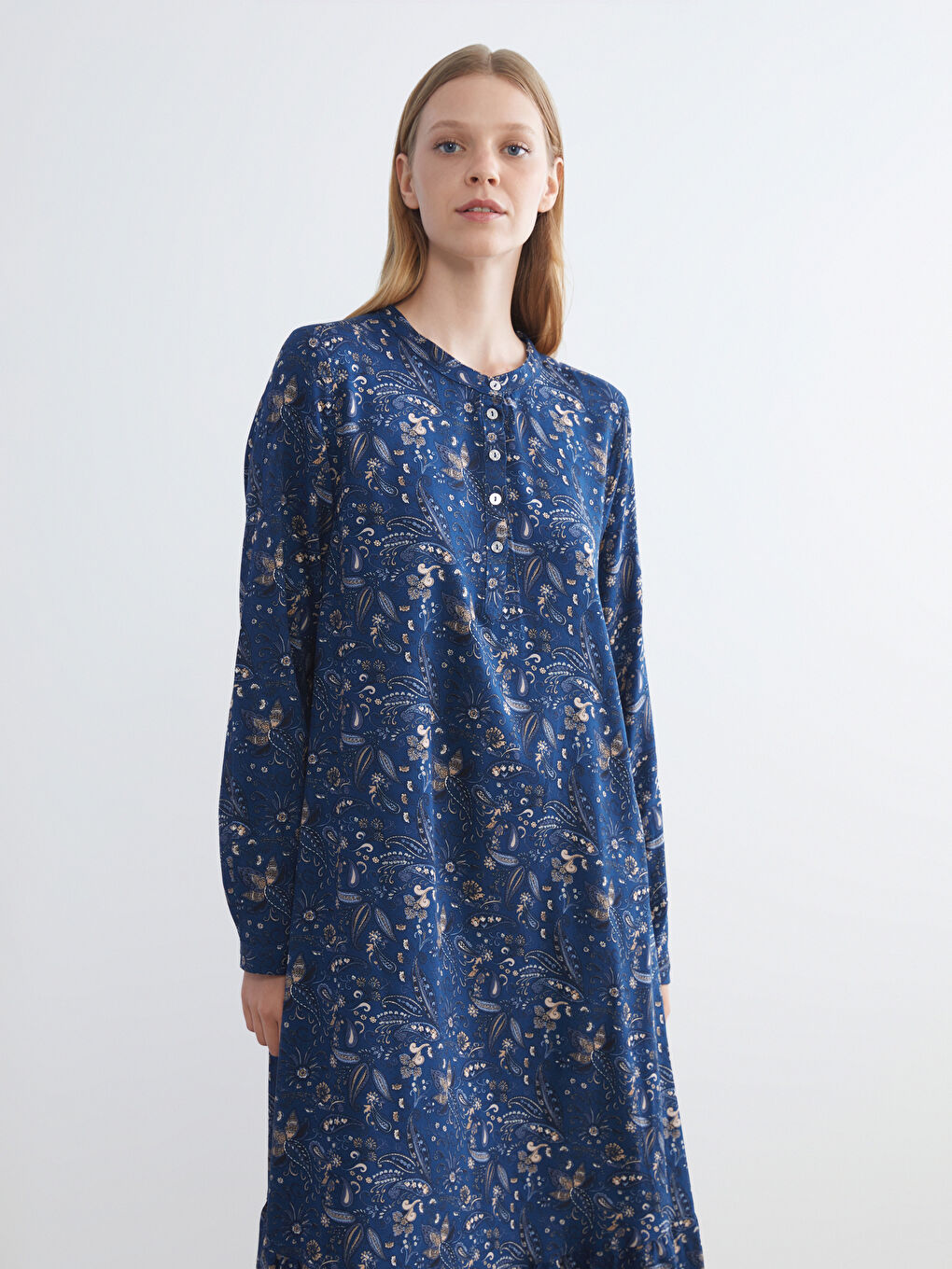 LCW Grace Crew Neck Floral Dress -W5FL84Z8-LQQ