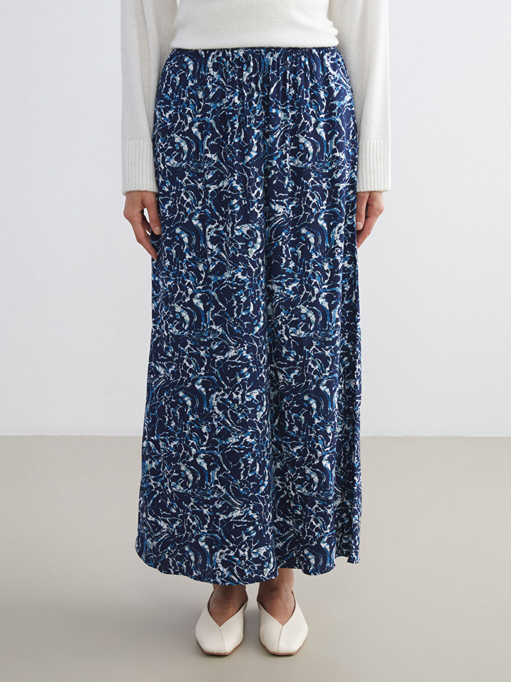 LCW Grace Elasticated Waist Patterned A-Line Skirt -W5FL88Z8-LSJ