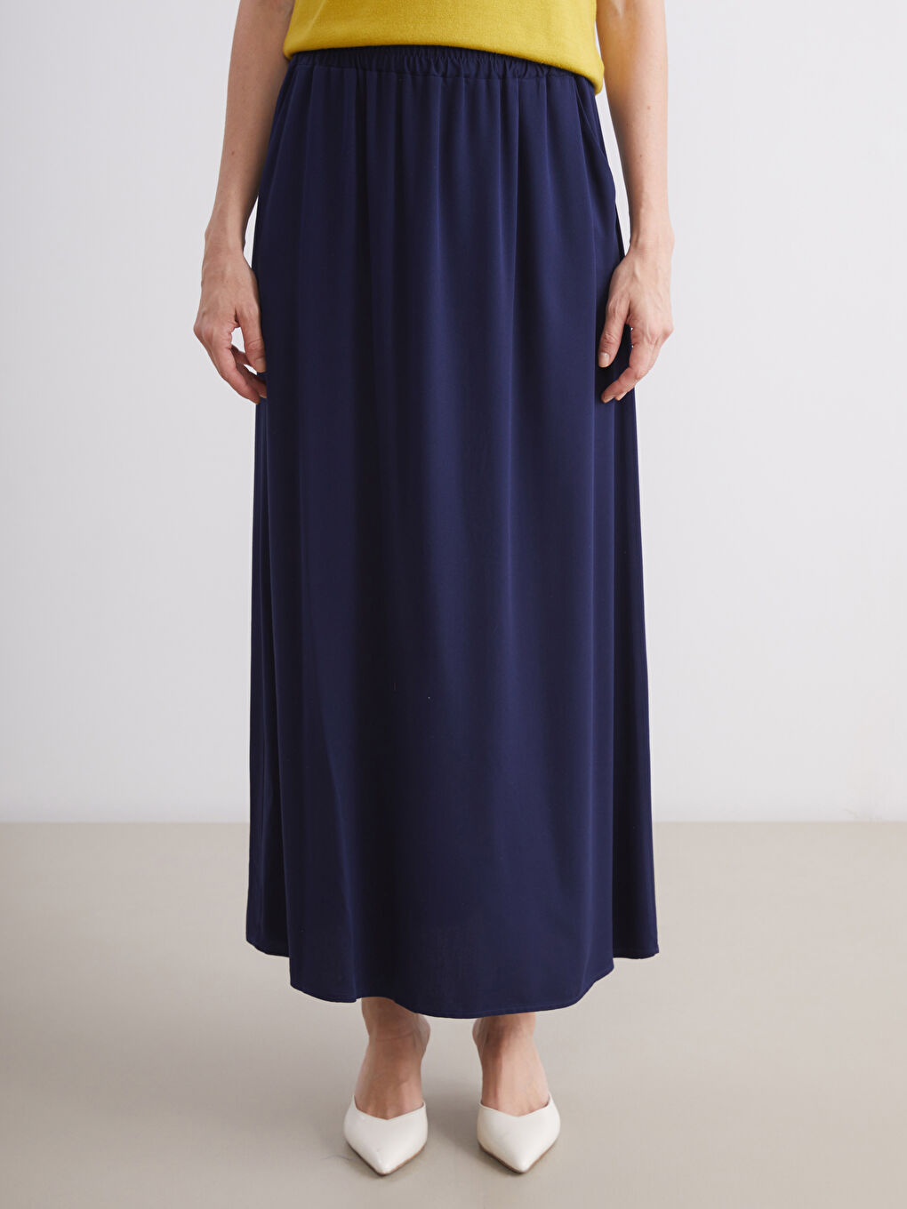 Lacivert Beli Lastikli A Kesim Etek-2