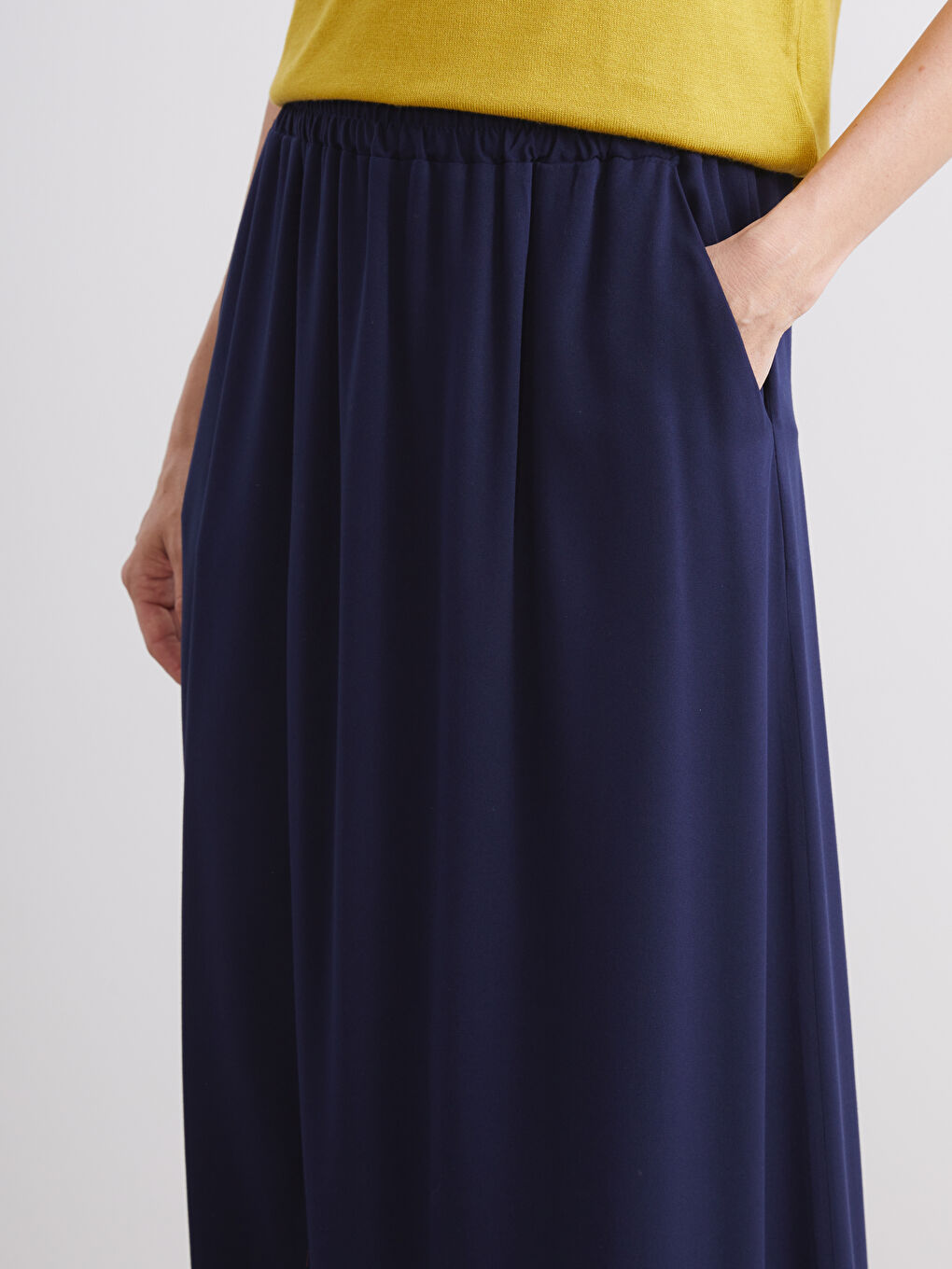 Lacivert Beli Lastikli A Kesim Etek-3