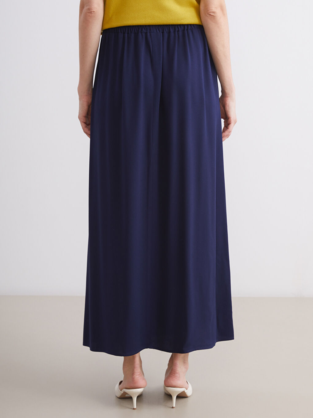 Lacivert Beli Lastikli A Kesim Etek-4