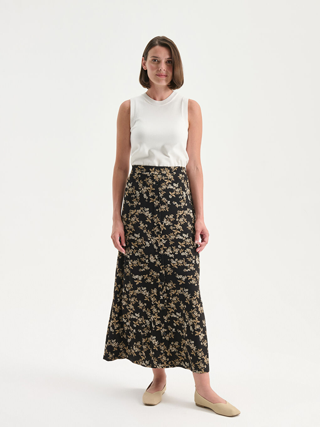 Elasticated Waist Floral Skirt