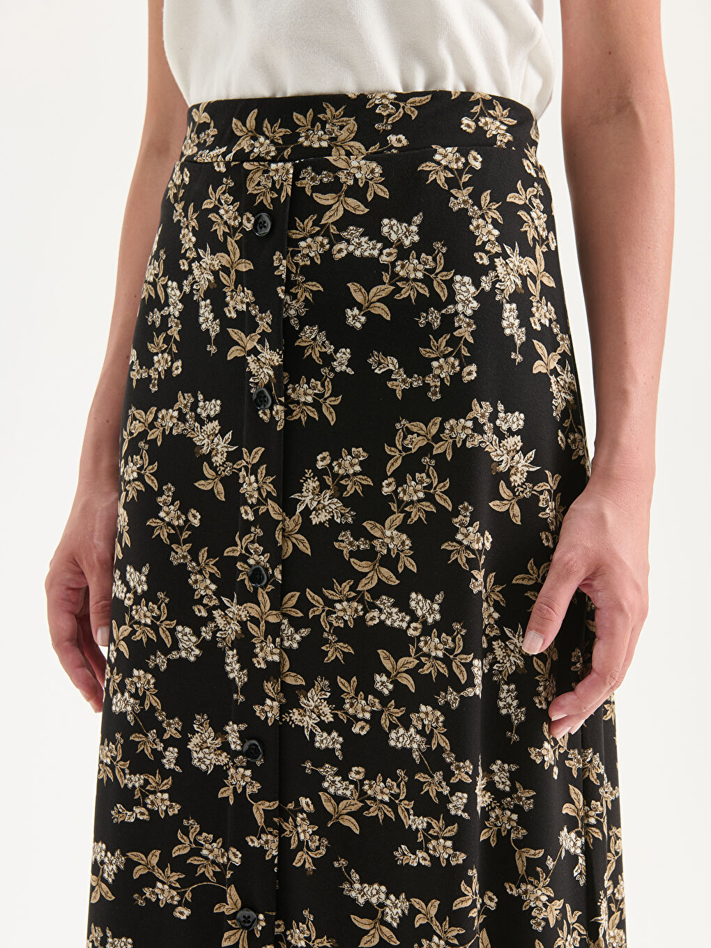 Elasticated Waist Floral Skirt-2