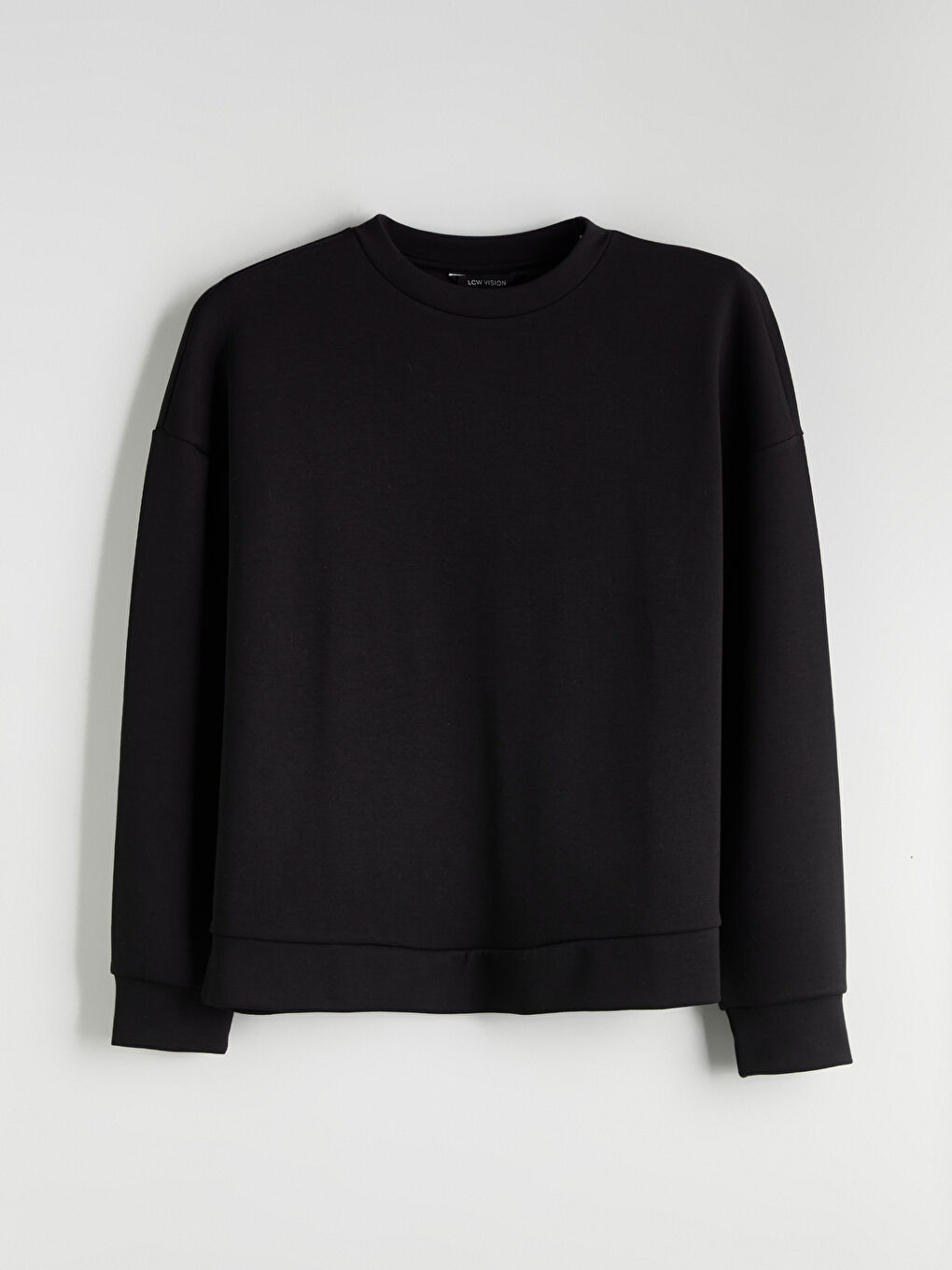 Siyah Bisiklet Yaka Oversize Kadın Sweatshirt-4
