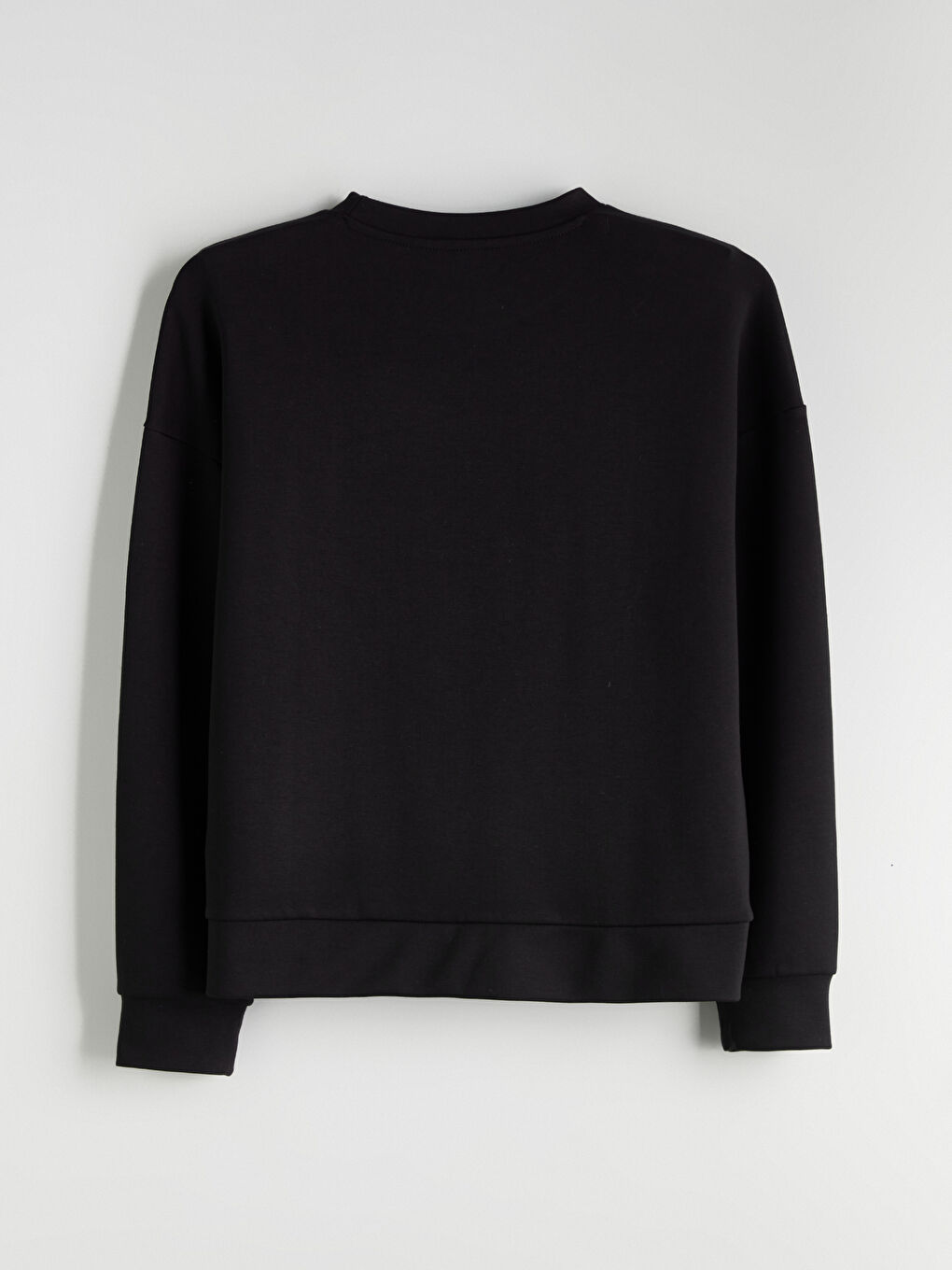 Siyah Bisiklet Yaka Oversize Kadın Sweatshirt-5