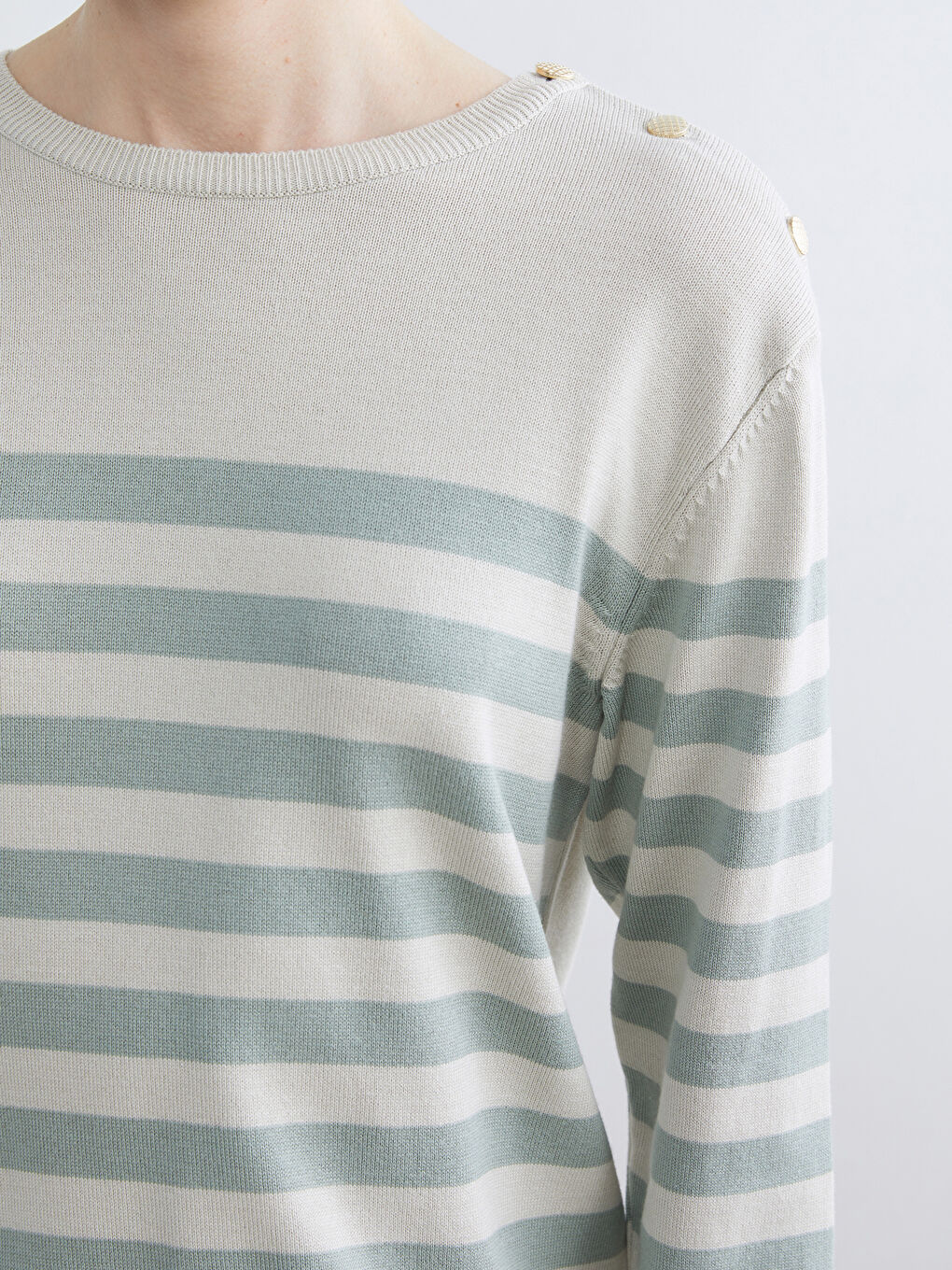 Crew Neck Striped Women's Knitwear Sweater-2