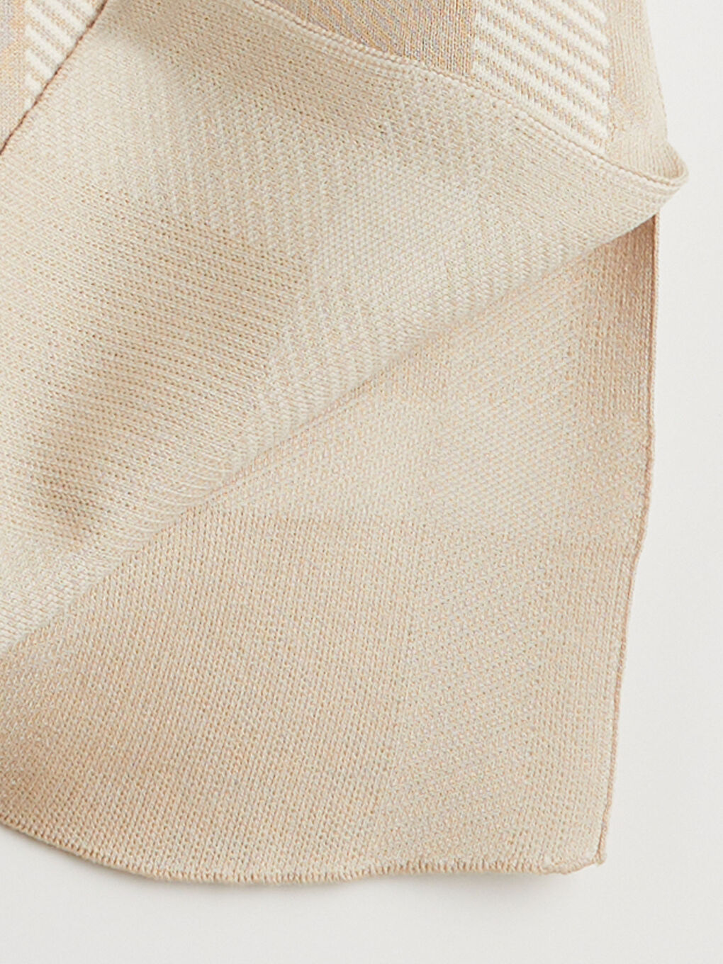 Ekru Beli Lastikli Ekose A Kesim Triko Etek-6