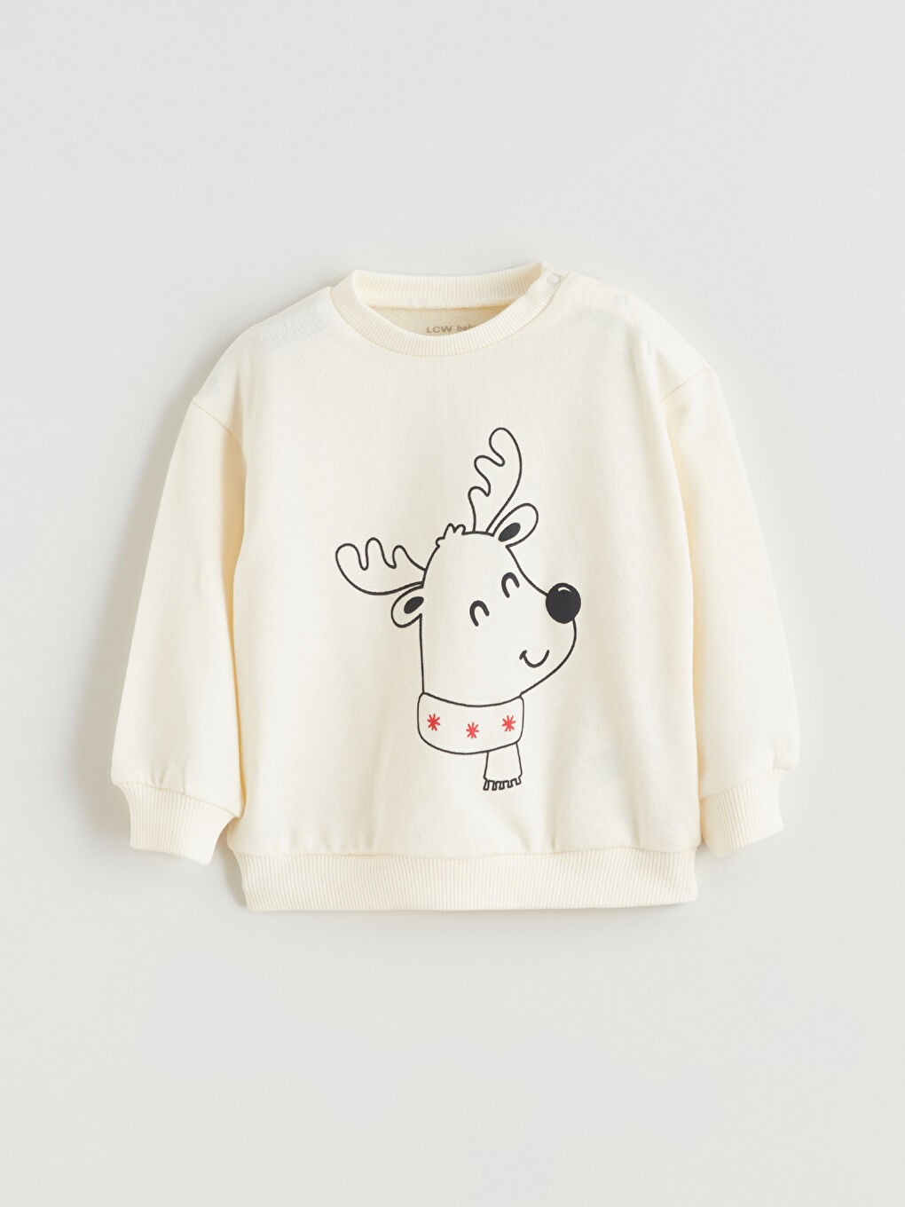 Ekru Geyik Baskılı Erkek Bebek Sweatshirt ve Pantolon-2