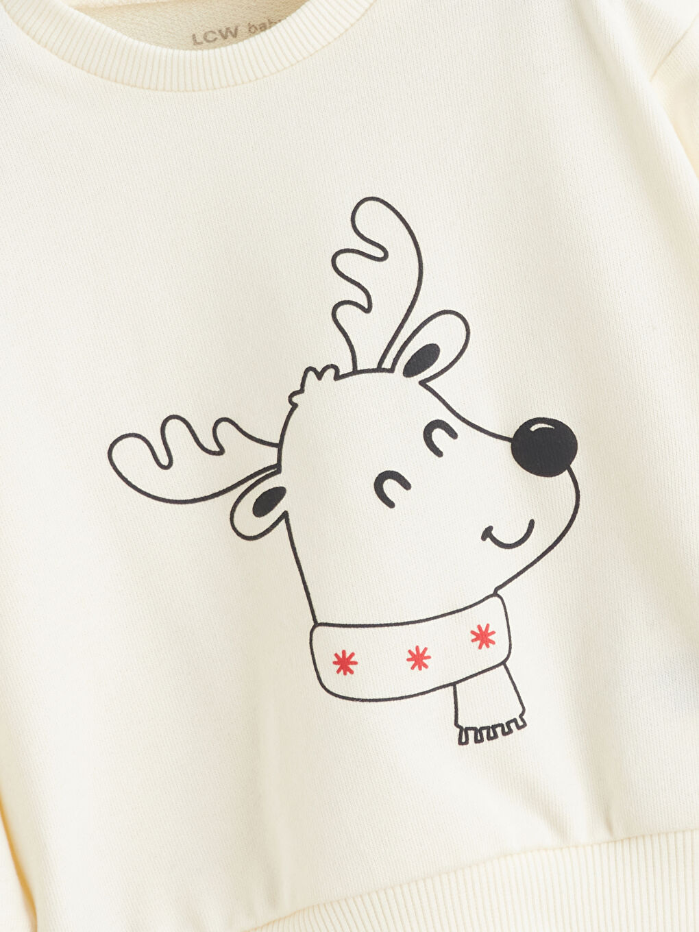 Ekru Geyik Baskılı Erkek Bebek Sweatshirt ve Pantolon-3