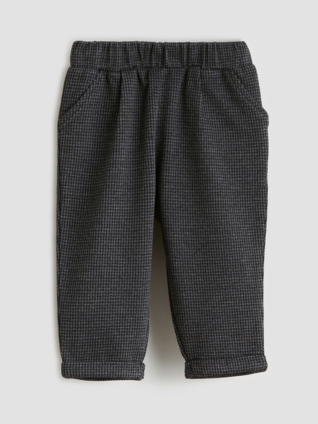 Gri Beli Lastikli Desenli Erkek Bebek Pantolon