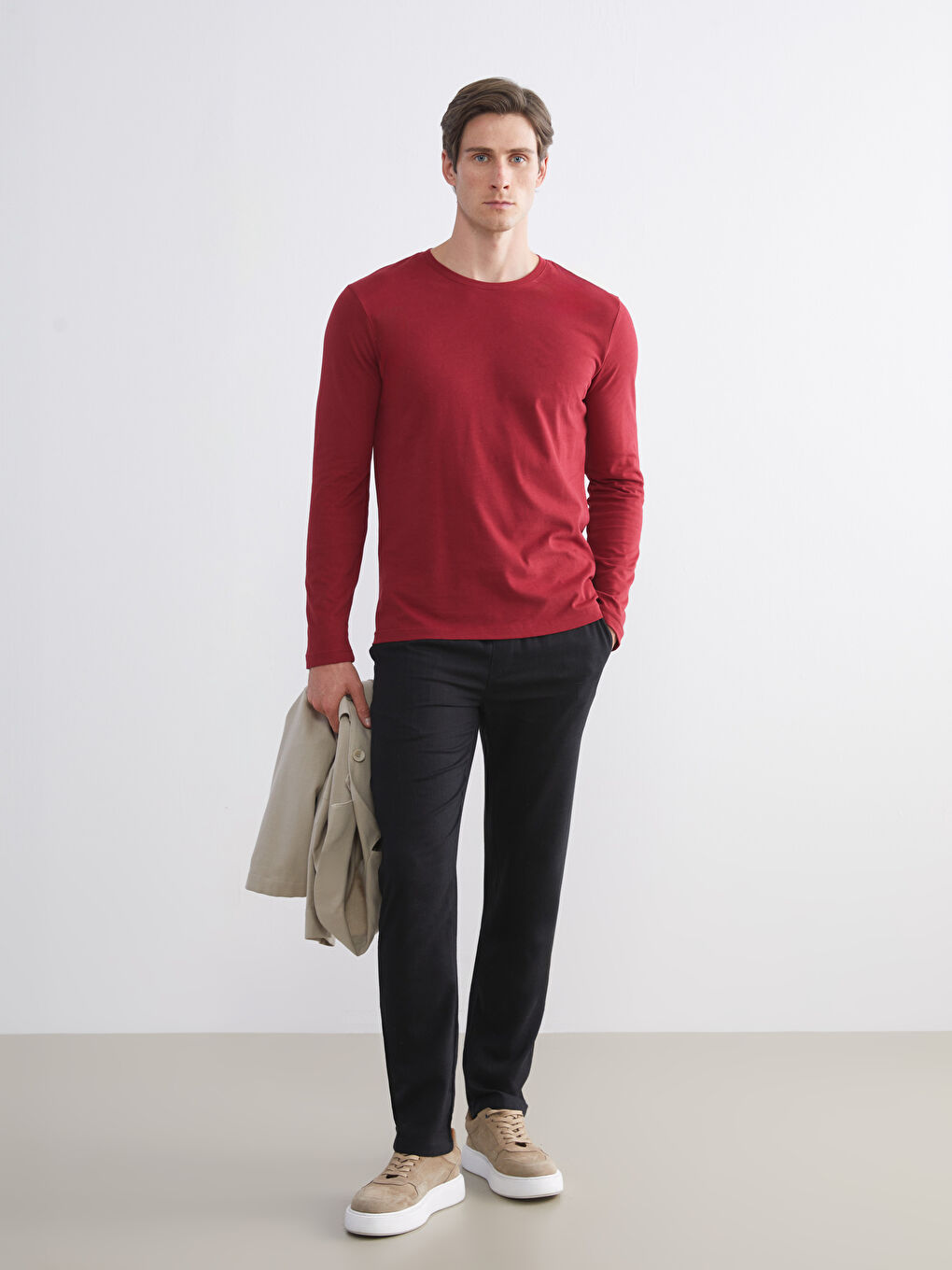 Crew Neck Long Sleeve Men's Pyjama Top-1