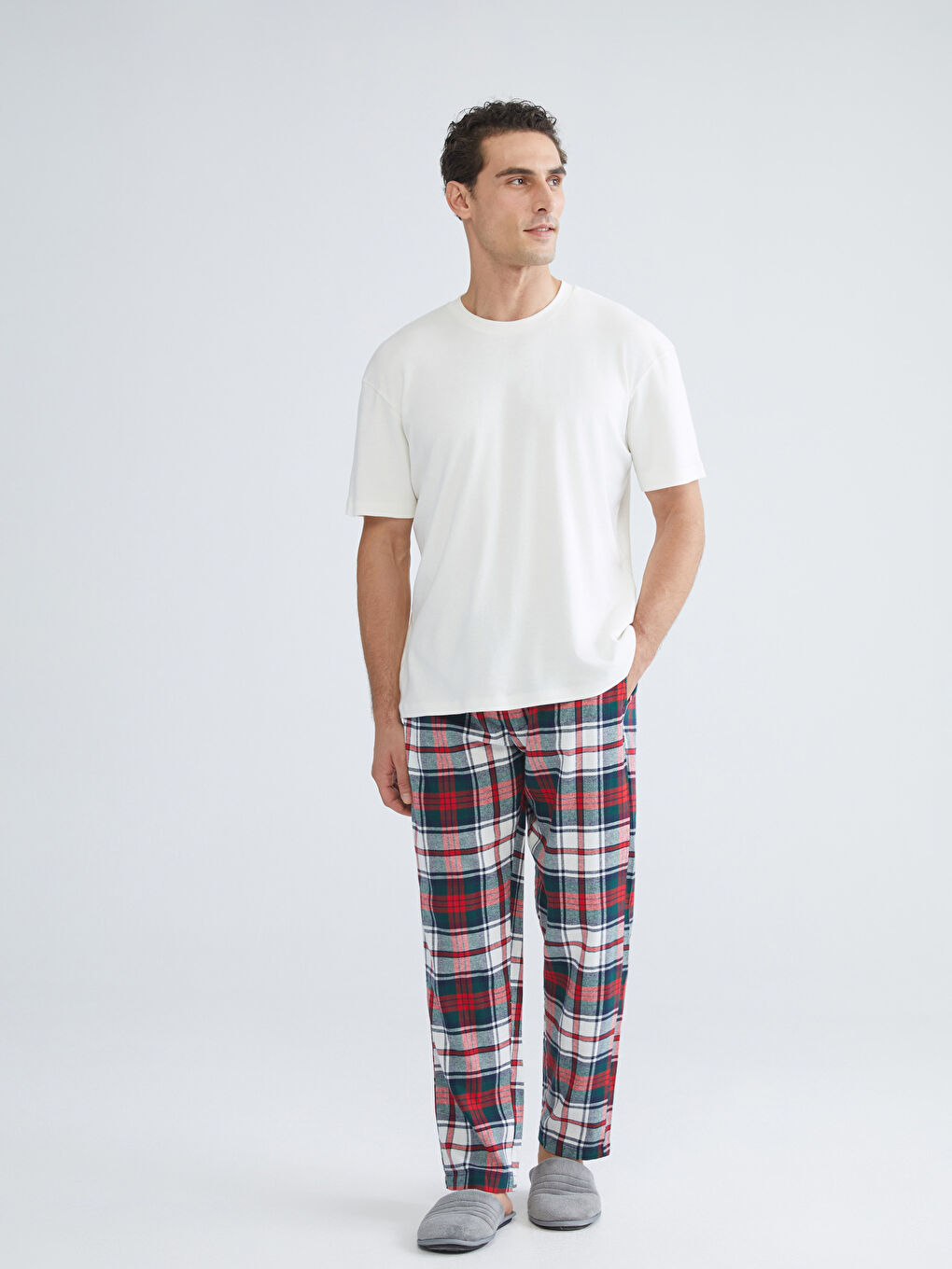 Reguläre Passform Karo Pyjama-Hosen für Herren