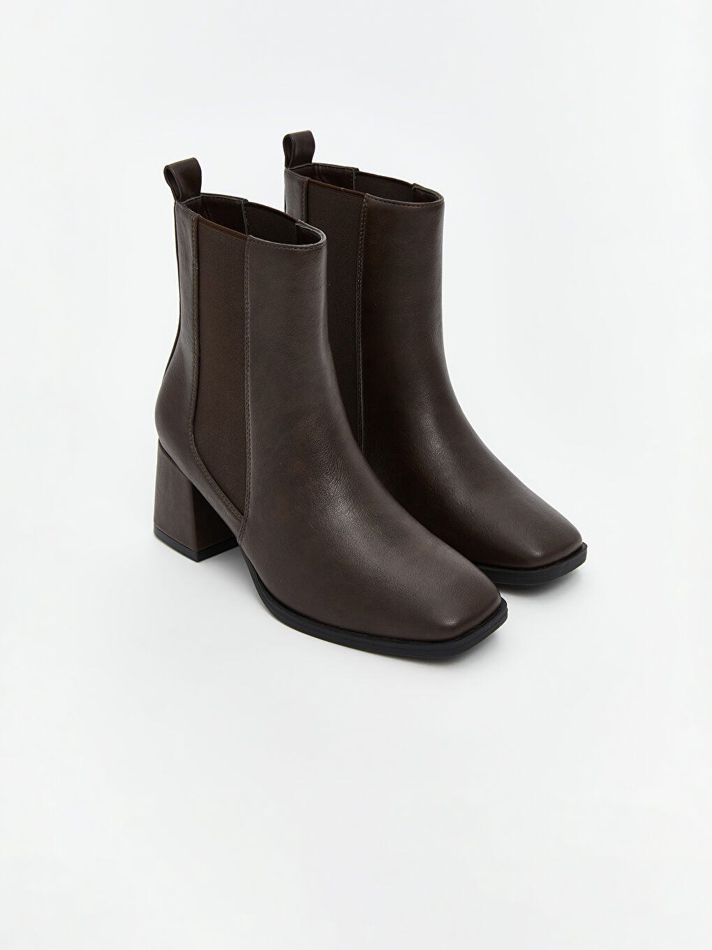 Faux Leather Women's Heeled Boots