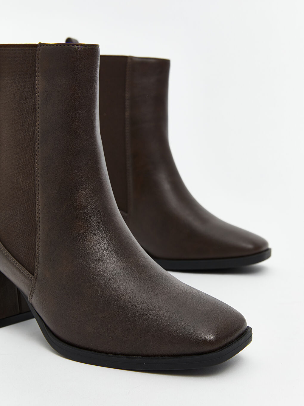 Faux Leather Women's Heeled Boots-2