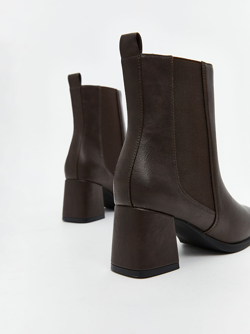 Faux Leather Women's Heeled Boots-4