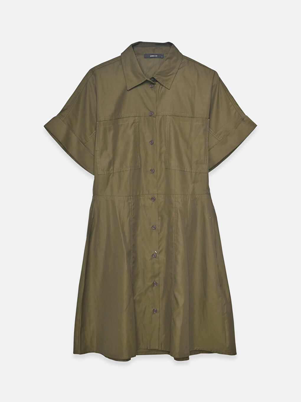 Однотонное платье-рубашка с коротким рукавом для женщин