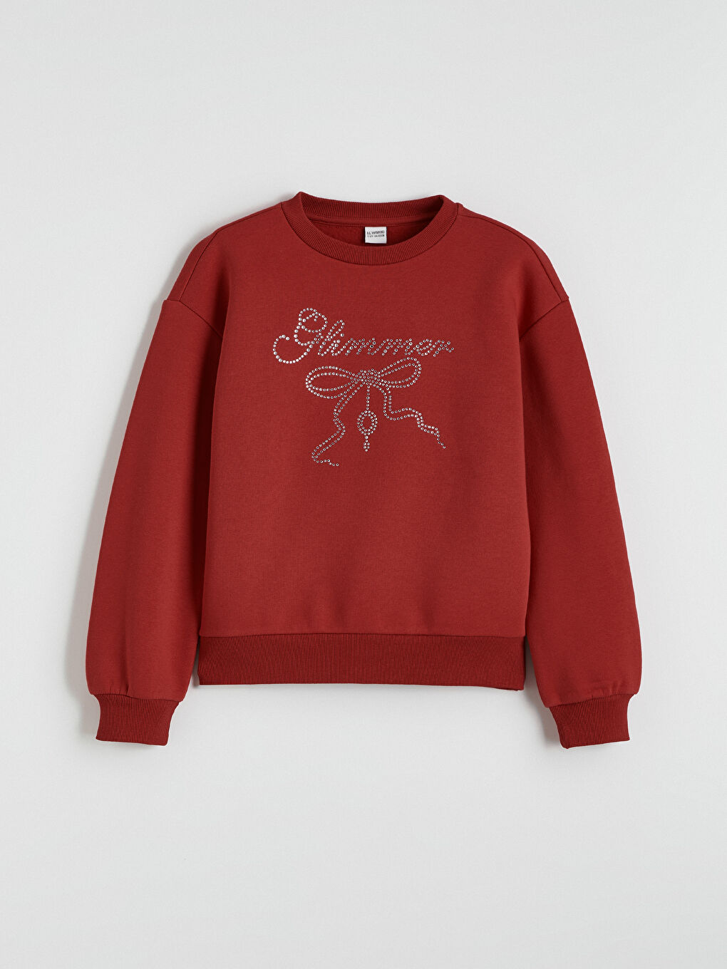 მრგვალი საყელო სტრასებით მორთული გოგონებისთვის სქელი თბილი ზედა