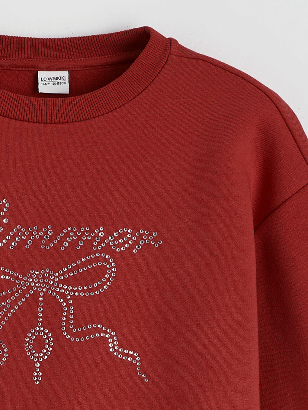 მრგვალი საყელო სტრასებით მორთული გოგონებისთვის სქელი თბილი ზედა-1