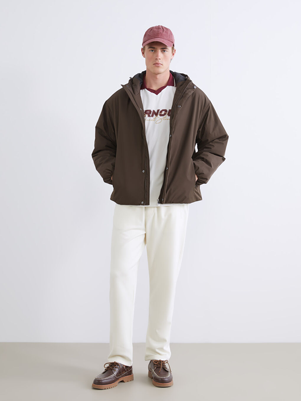 Relaxed Fit Hooded Men's Coat-1