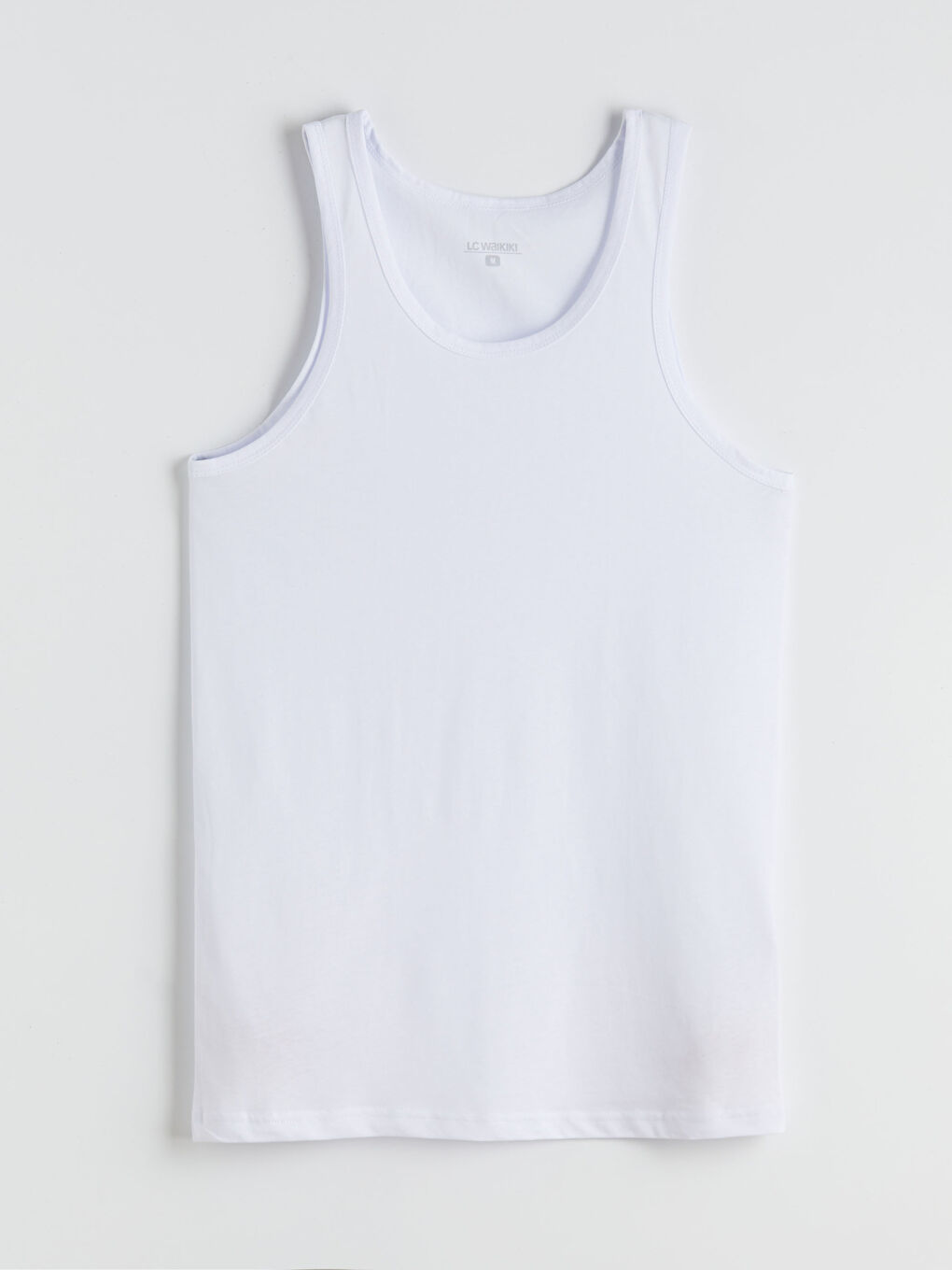 Beyaz U Yaka Penye Erkek Atlet