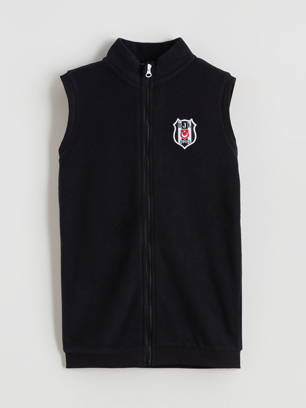 Siyah Dik Yaka Beşiktaş Baskılı Polar Erkek Çocuk Yelek