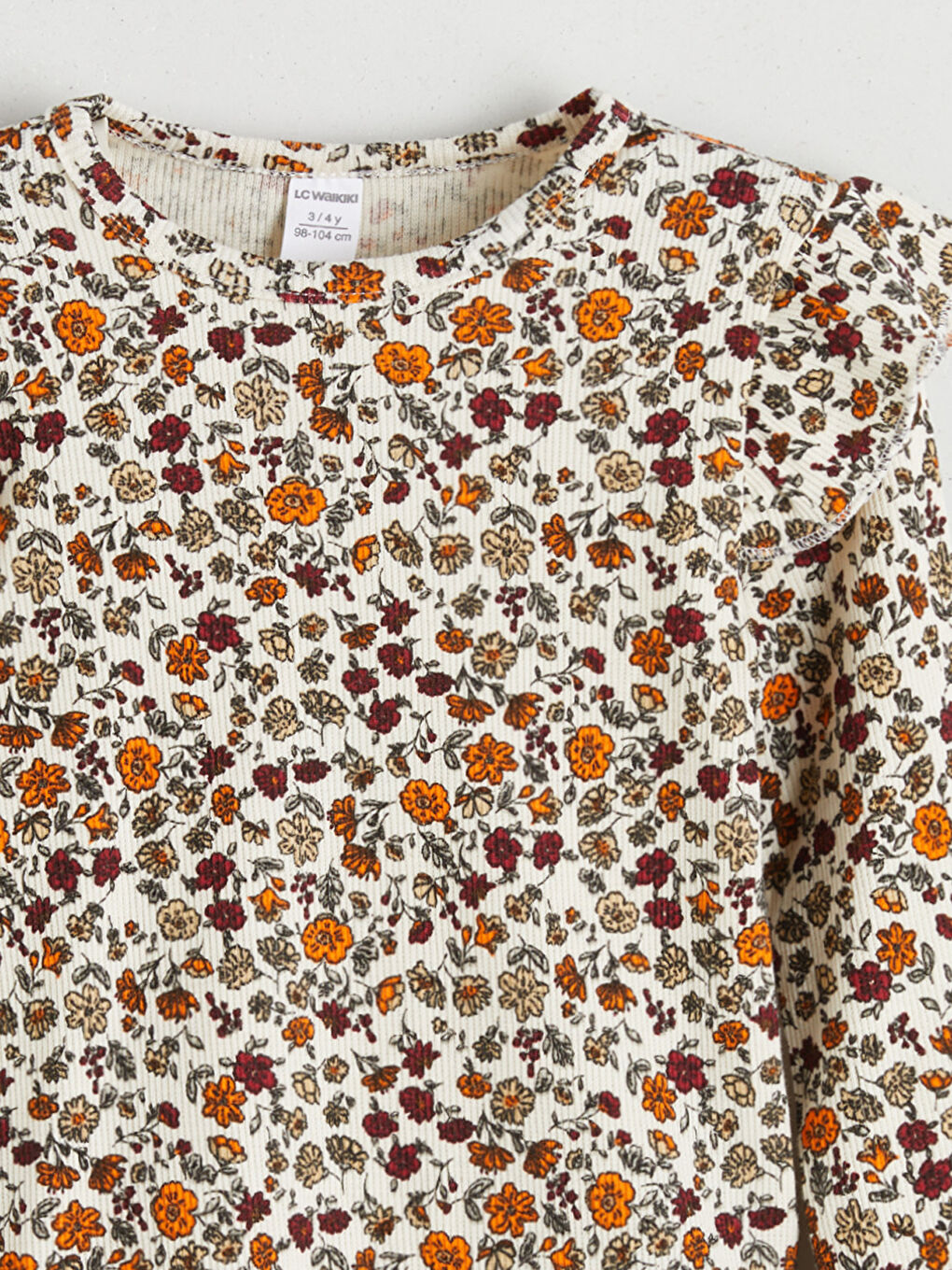 Floral Frilled Girls' T-Shirt-2