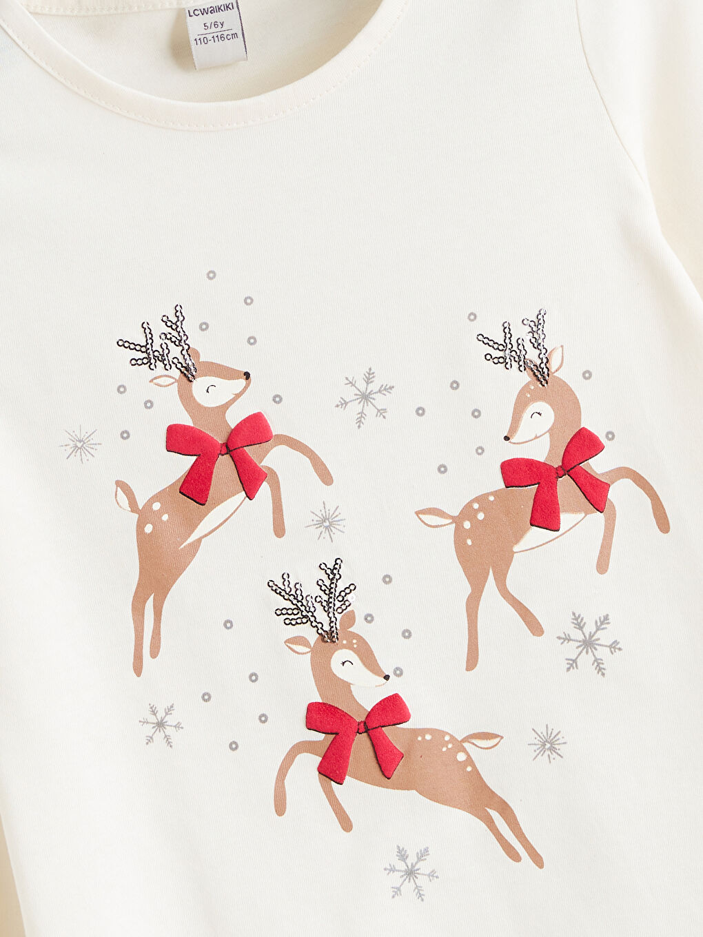 Crew Neck New Year Themed Girls' T-Shirt-1