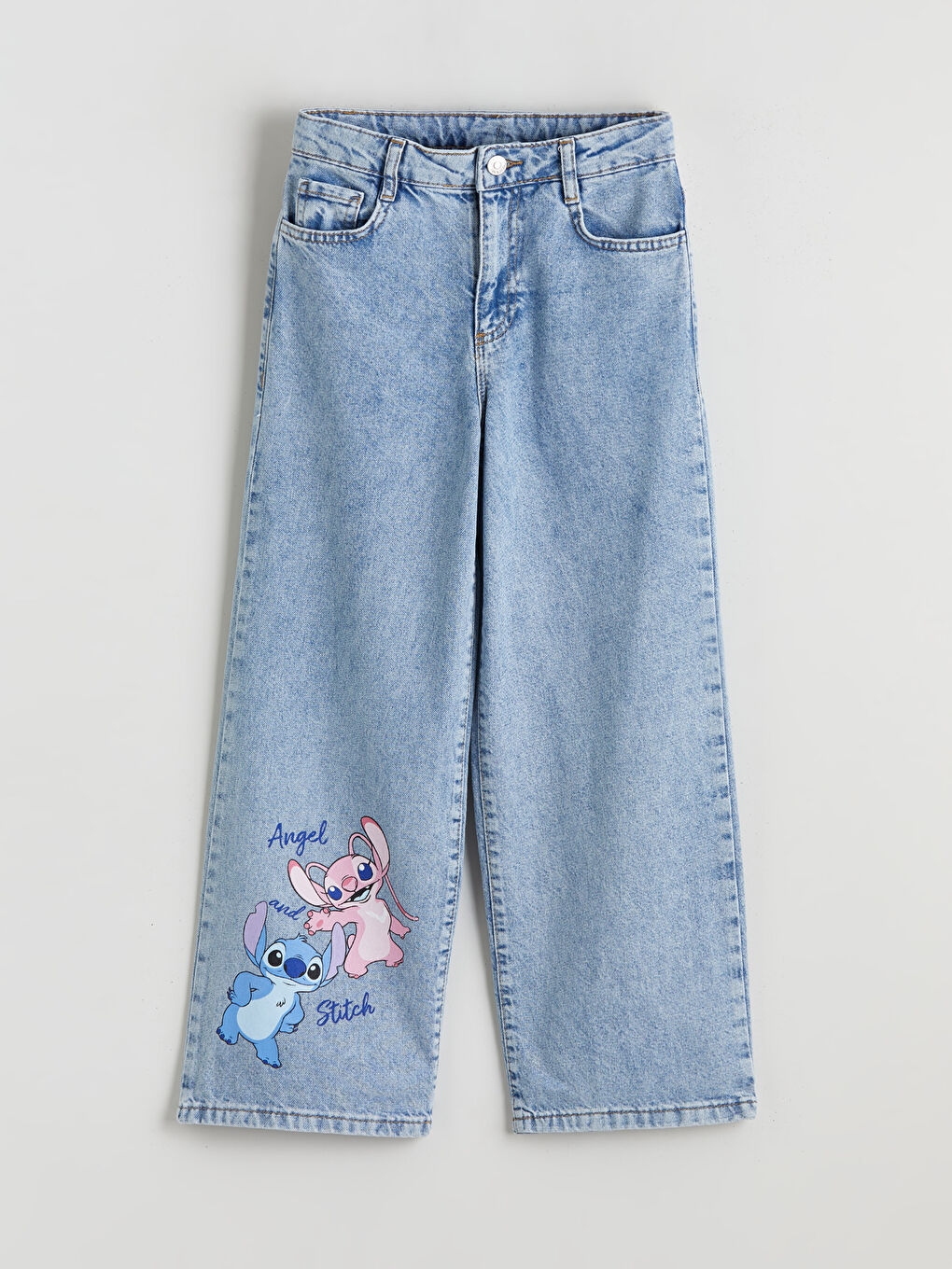 Wideleg Stitch and Angel Printed Girls' Jeans