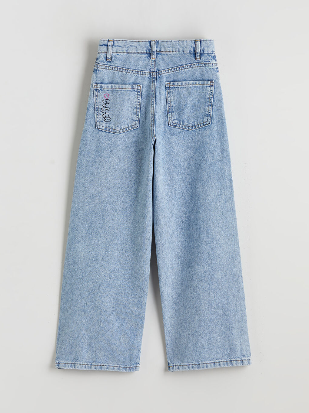 Wideleg Stitch and Angel Printed Girls' Jeans-1