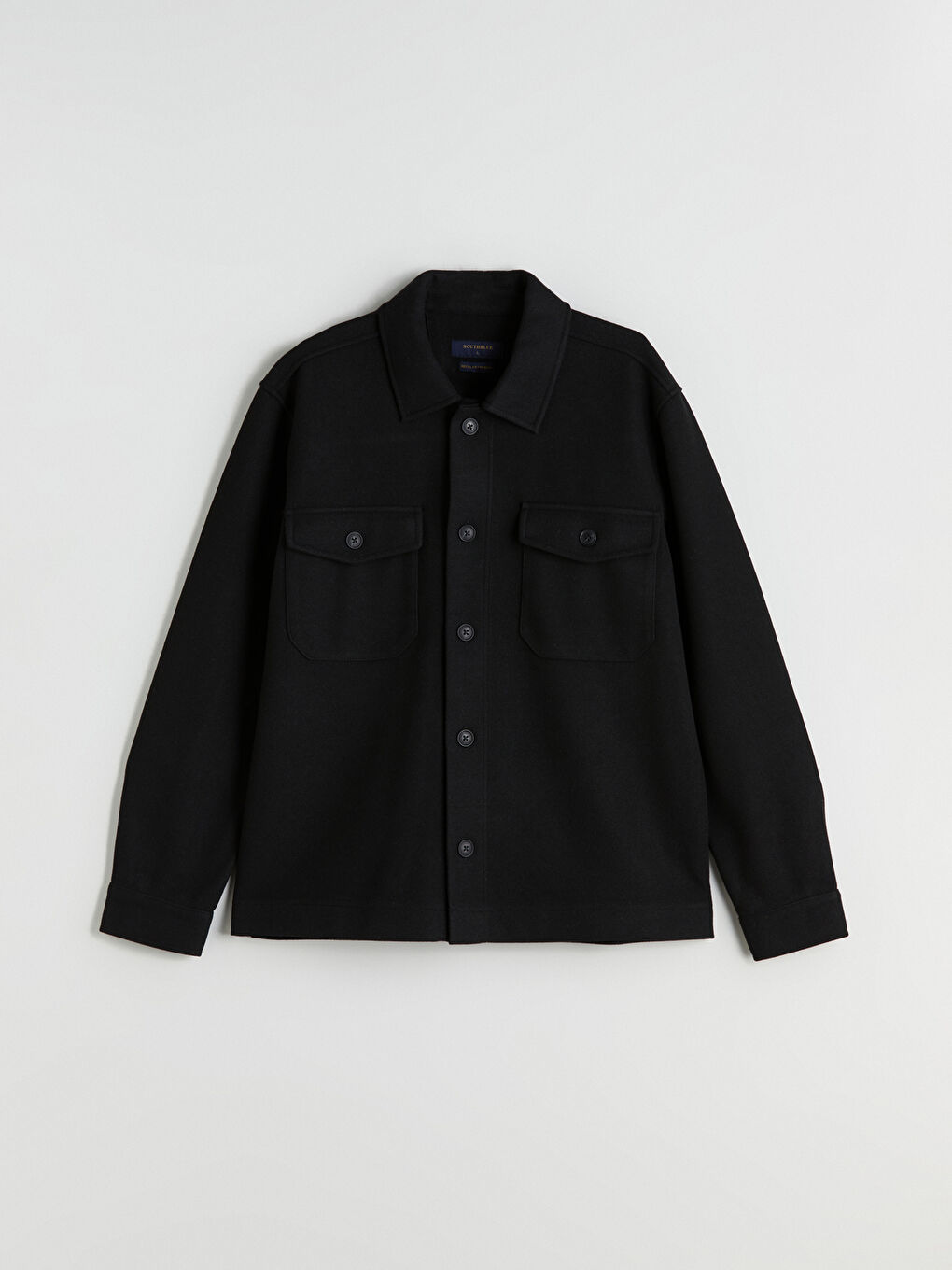 Siyah Regular Fit Uzun Kollu Kaşe Erkek Gömlek Ceket-4