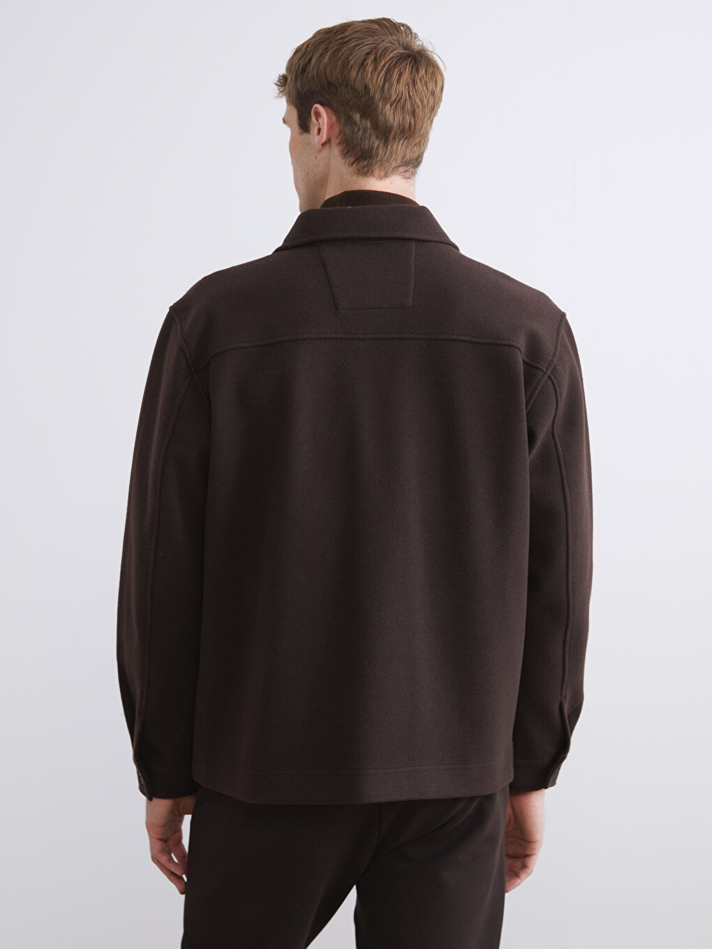 Kahverengi Regular Fit Uzun Kollu Kaşe Erkek Gömlek Ceket-3