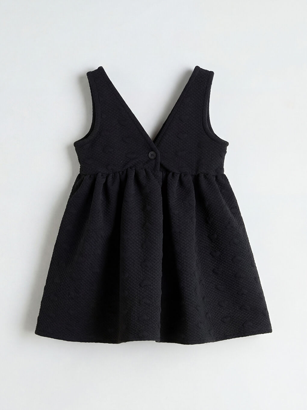Siyah V Yaka Fiyonklu Kız Çocuk Elbise	-1