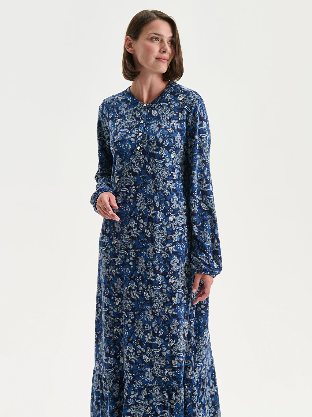 Crew Neck Floral A-Line Dress-1