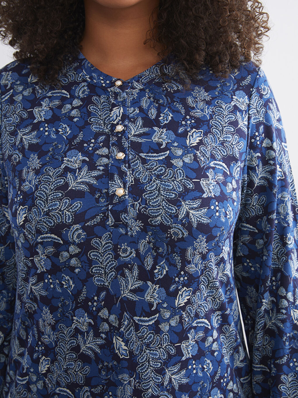 Plus Size Crew Neck Floral A-Line Dress-6