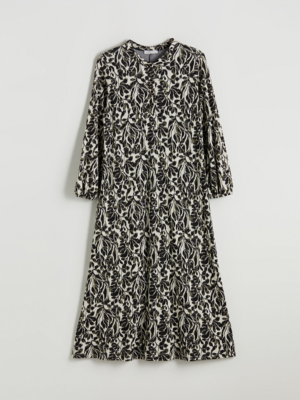 Crew Neck Patterned A-Line Dress-4