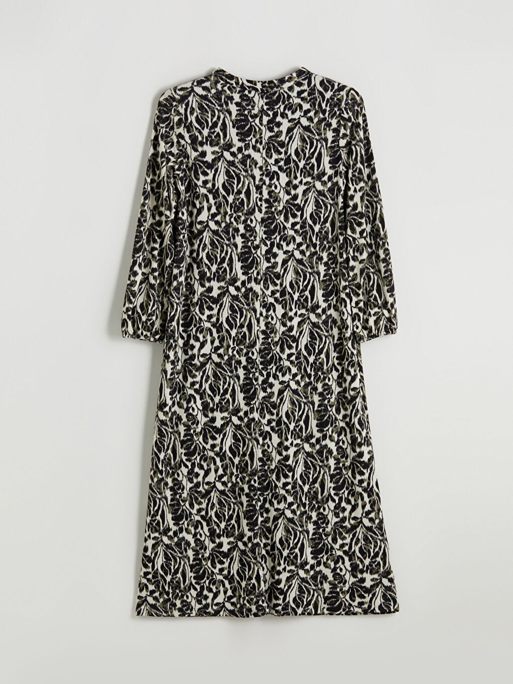 Crew Neck Patterned A-Line Dress-5
