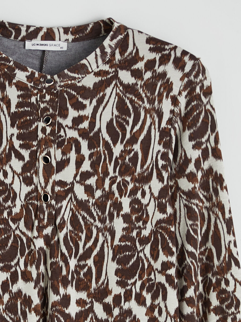 Kahverengi Bisiklet Yaka Desenli A Kesim Elbise-5