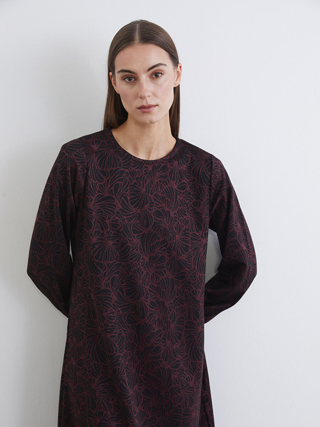 Robe À Motifs Col Rond Forme A-Line-1