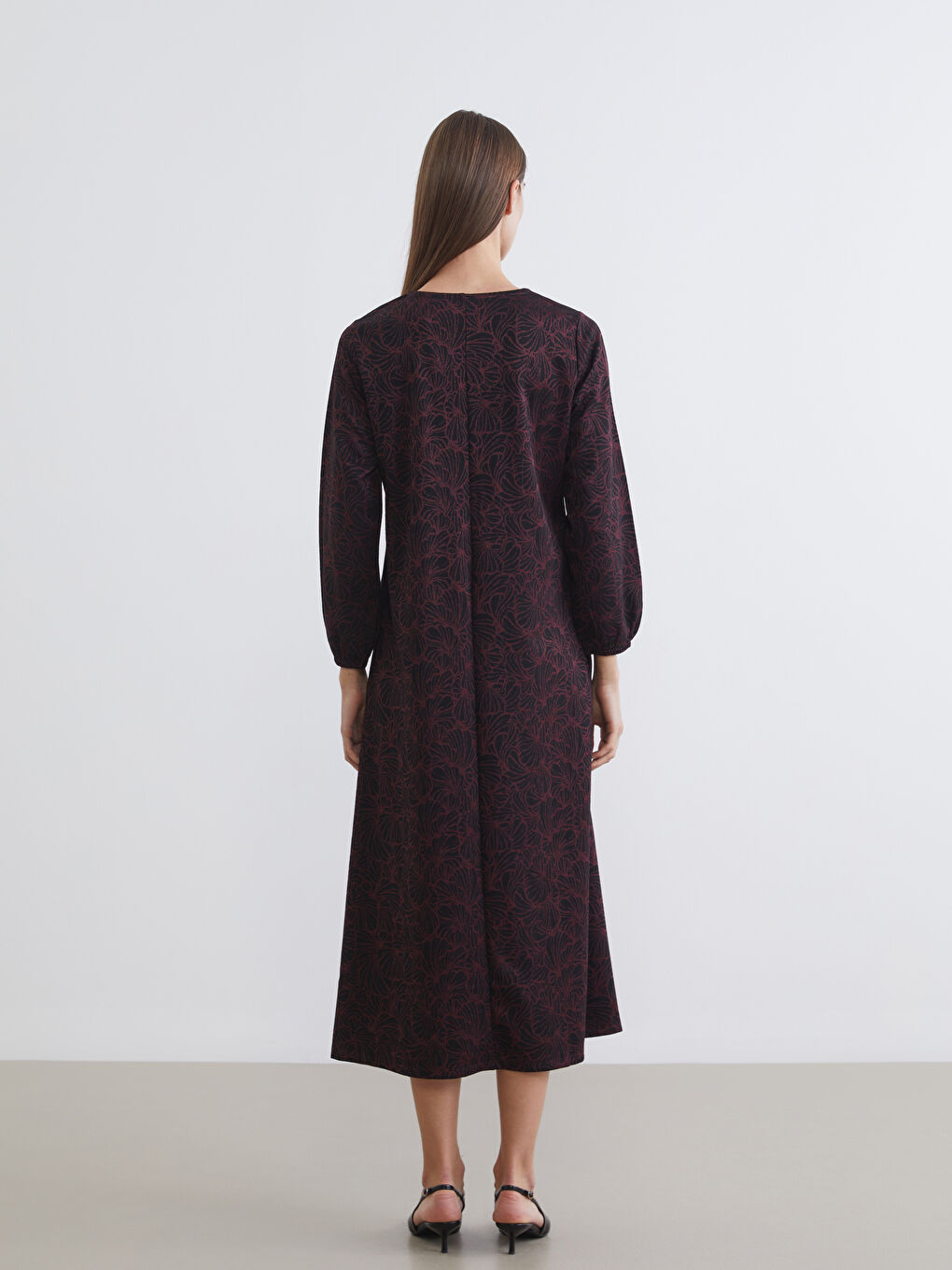 Robe À Motifs Col Rond Forme A-Line-3