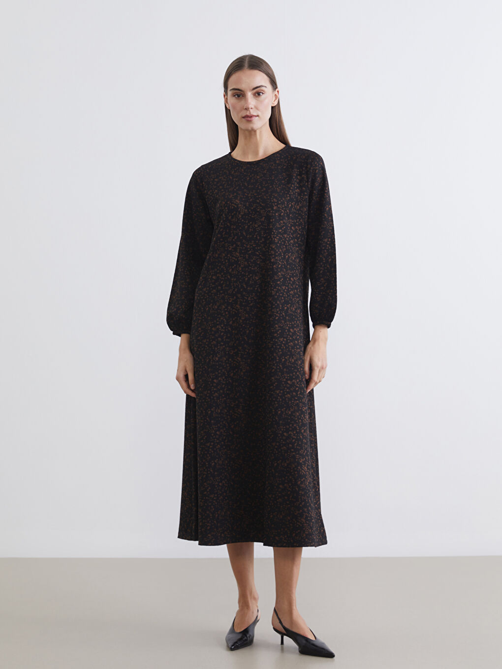 Robe À Motifs Col Rond Forme A-Line