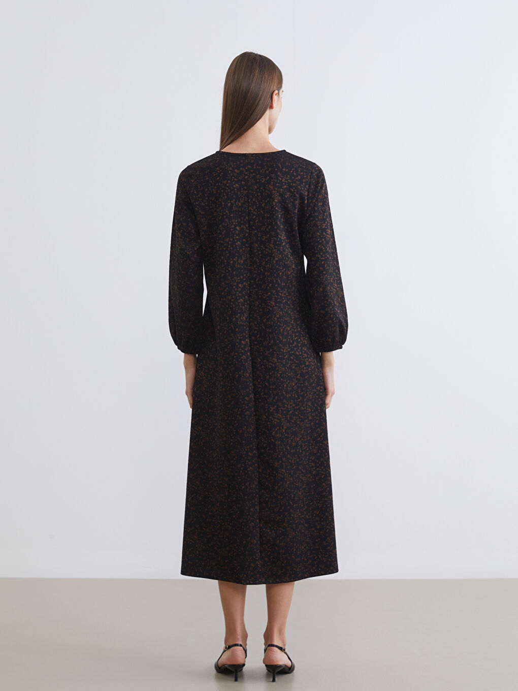 Robe À Motifs Col Rond Forme A-Line-3